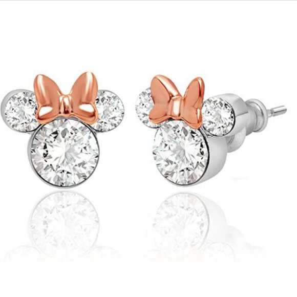 Minnie Mouse Crystal Birthstone Stud Earrings